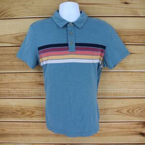 Sonoma Goods‎ For Life Polo Shirt Mens L Blue Striped 100% Cotton Short Sleeves